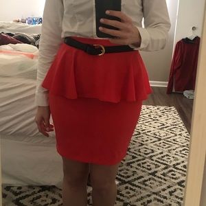 TOPSHOP Hot Pink Peplum Skirt, Size 4. Like New!